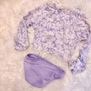 wonder nation Lavender Floral Long-Sleeve Bikini Set